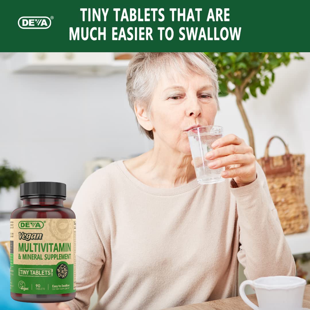 Buy supplements DEVA Vegan Multivitamin for Women & Men with Iron, Vitamin C, E, B Complex Vitamins, Zinc, 90 Tiny Tablets - Vitaza UK Supplements UK