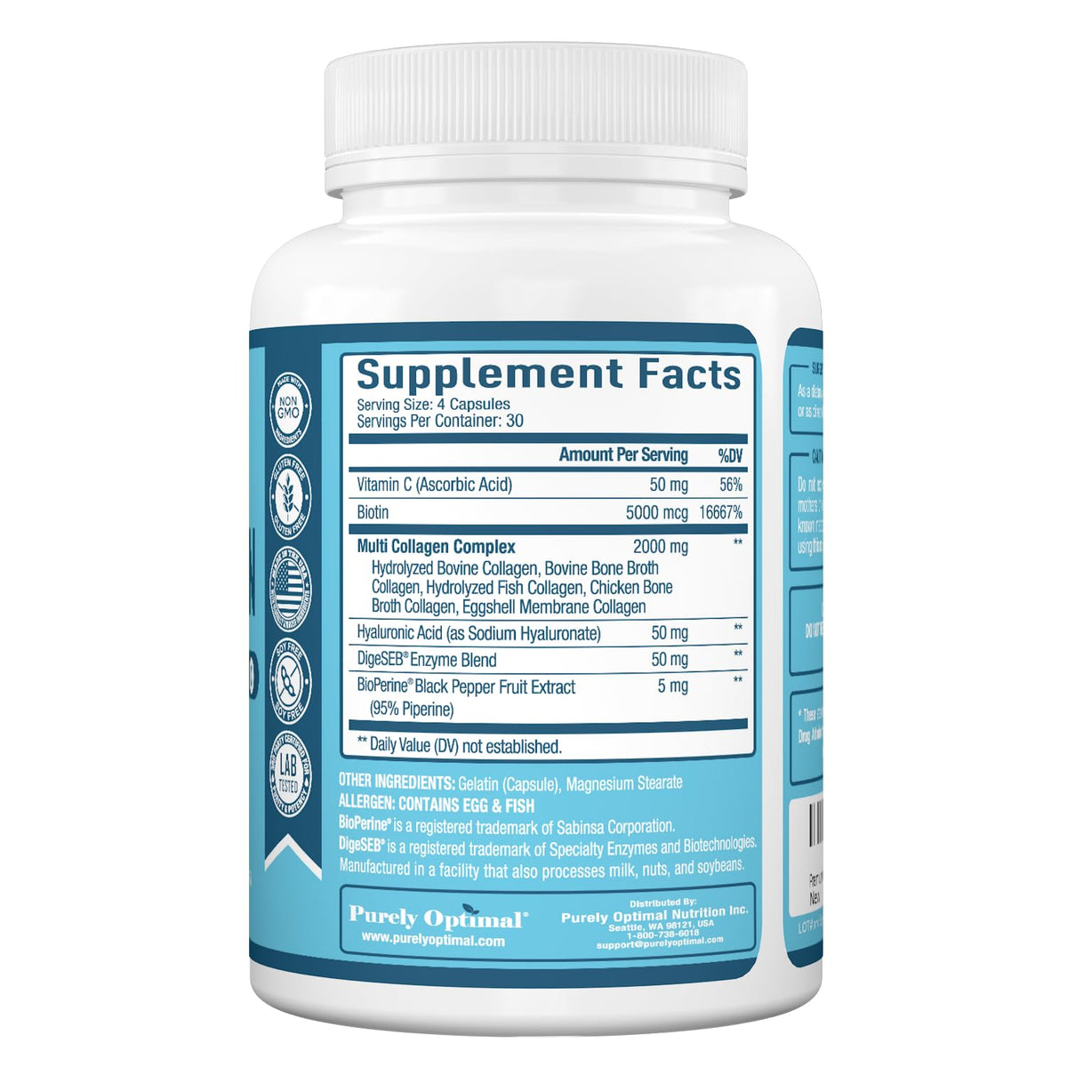Buy supplements Premium Multi Collagen Peptides (Types I, II, II, V, X) - Collagen Pills for Skin Care, Hair Growth, Nails & Joints - Vitamin C, Hyaluronic Acid - Vitaza UK Supplements UK