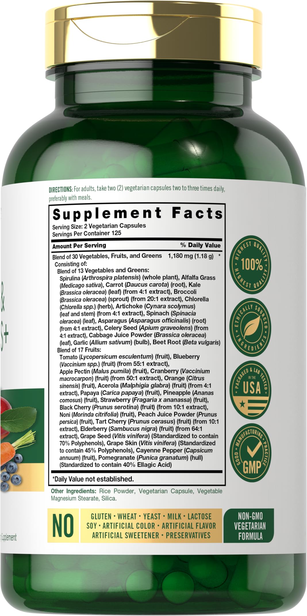 Buy supplements Carlyle Fruits and Veggies Supplement | 250 Capsules | Made with 30 Fruits and Vegetables | Vegetarian, Non-GMO, Gluten Free Superfood Formula - Vitaza UK Supplements UK