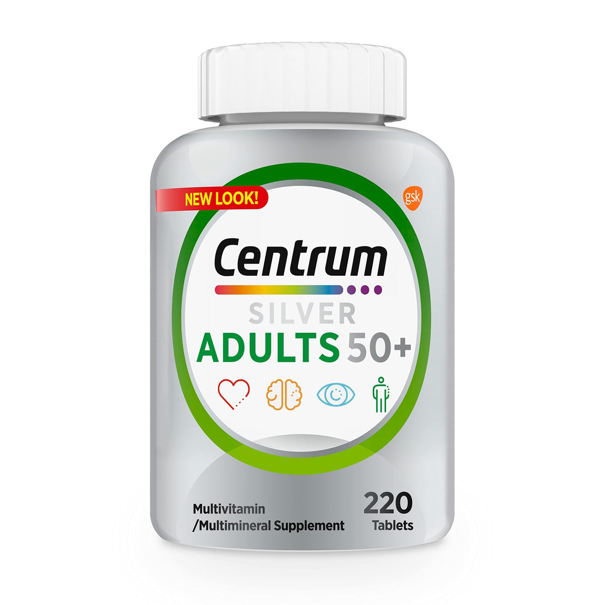 Buy supplements Centrum Silver Multivitamin for Adults 50 Plus, Multivitamin/Multimineral Supplement, Vitamin D3, B Vitamins, Gluten Free, Non-GMO Ingredients - Vitaza UK Supplements UK