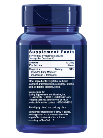 Buy supplements Life Extension Neuro-Mag Magnesium L-Threonate, Memory Health, Quick Thinking, Cognitive Health Support, Vegetarian, Non-GMO, 90 Vegetarian Capsules - Vitaza UK Supplements UK