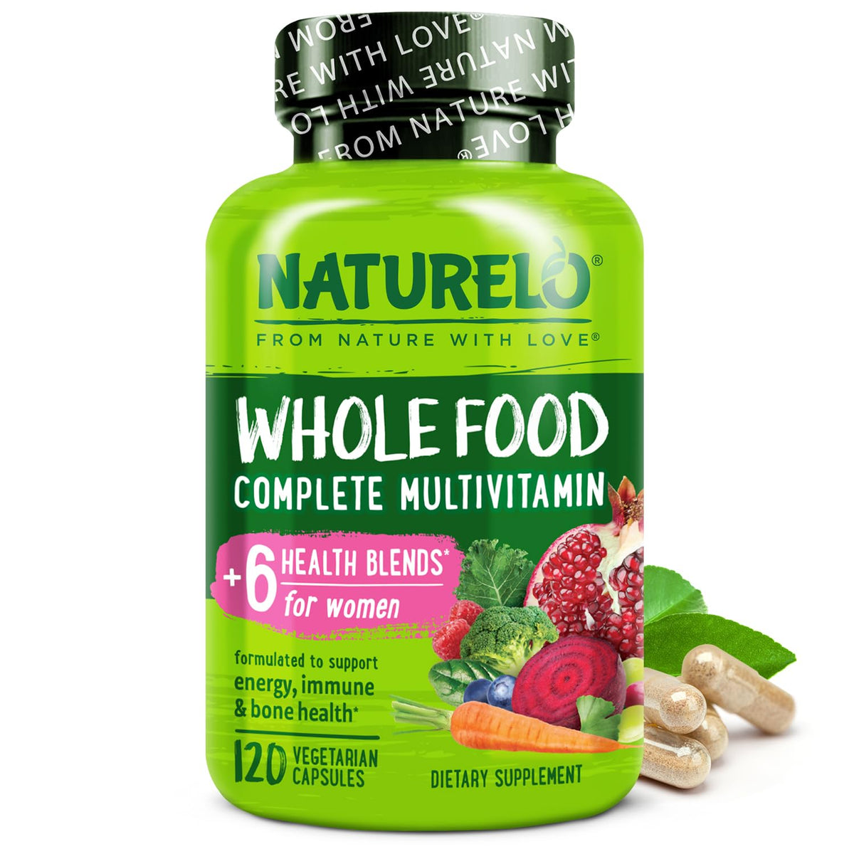 Buy supplements NATURELO Whole Food Multivitamin for Women - with Vitamins, Minerals, & Organic Extracts - Supplement for Energy and Heart Health - Vitaza UK Supplements UK