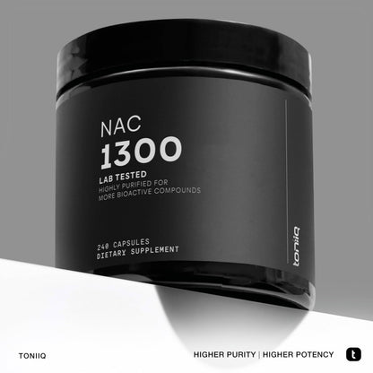 Buy supplements Toniiq 1300mg NAC - 4 Month Supply - Min. 98%+ Tested Purity - Ultra High Strength Bioavailable NAC Cysteine Supplement - 240 Vegetarian N Acetyl Cysteine - Vitaza UK Supplements UK