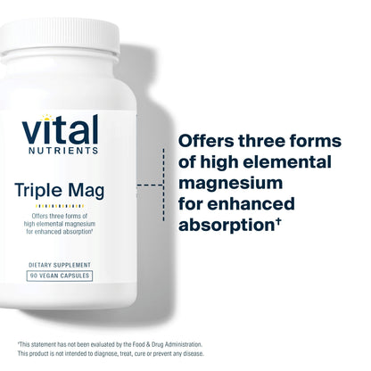 Buy supplements Vital Nutrients Triple Magnesium Complex Supplement | Vegan Magnesium Glycinate, Malate & Oxide 250mg | Easily Absorbed Magnesium Supplement for Stress, Muscle, Heart, Bone Support | 90 Capsules - Vitaza UK Supplements UK
