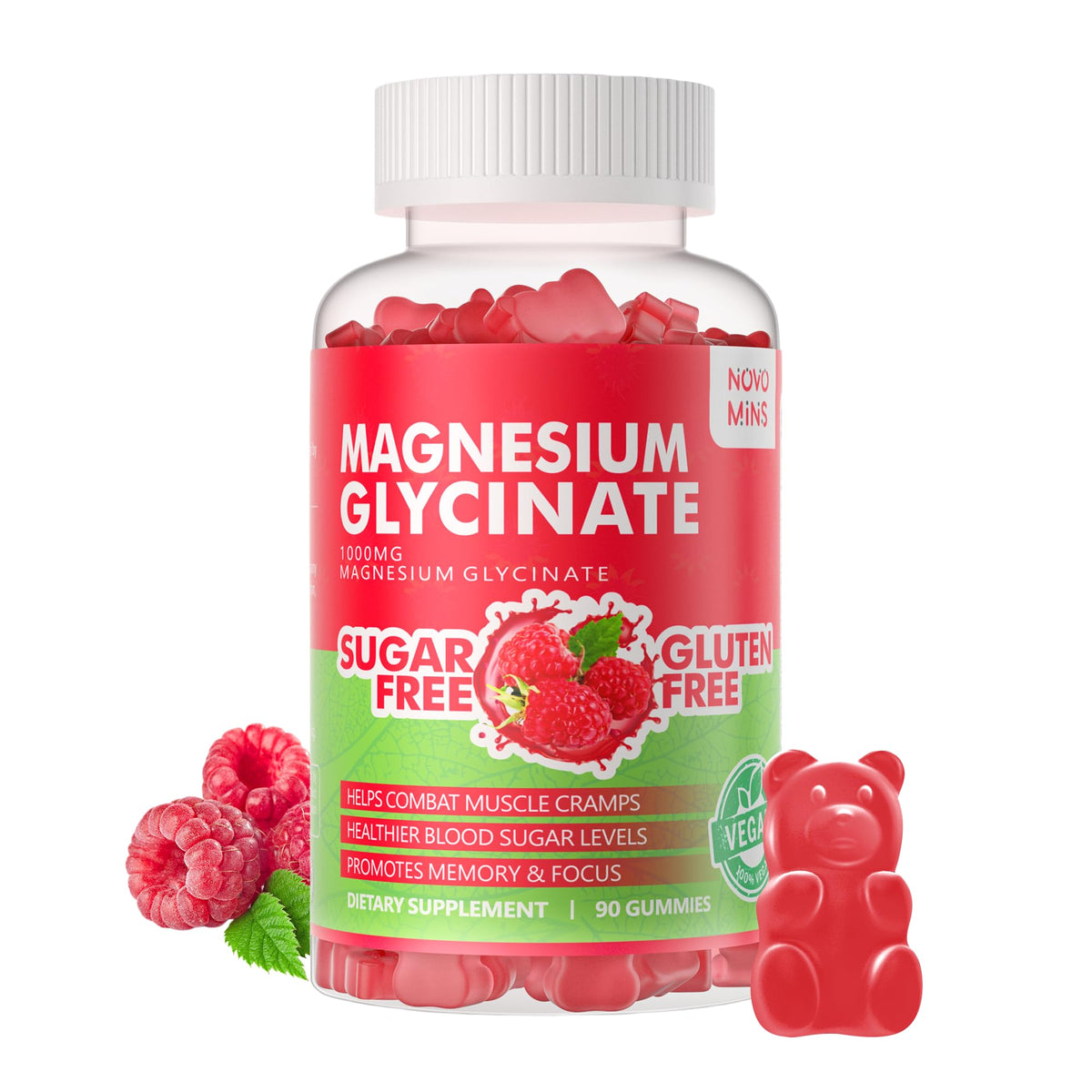 Buy supplements 90 CT Magnesium Glycinate Gummies 1000mg - Sugar Free Magnesium Potassium Supplement with Vitamin D, B6, CoQ10 for Calm Mood & Sleep Support - Vitaza UK Supplements UK
