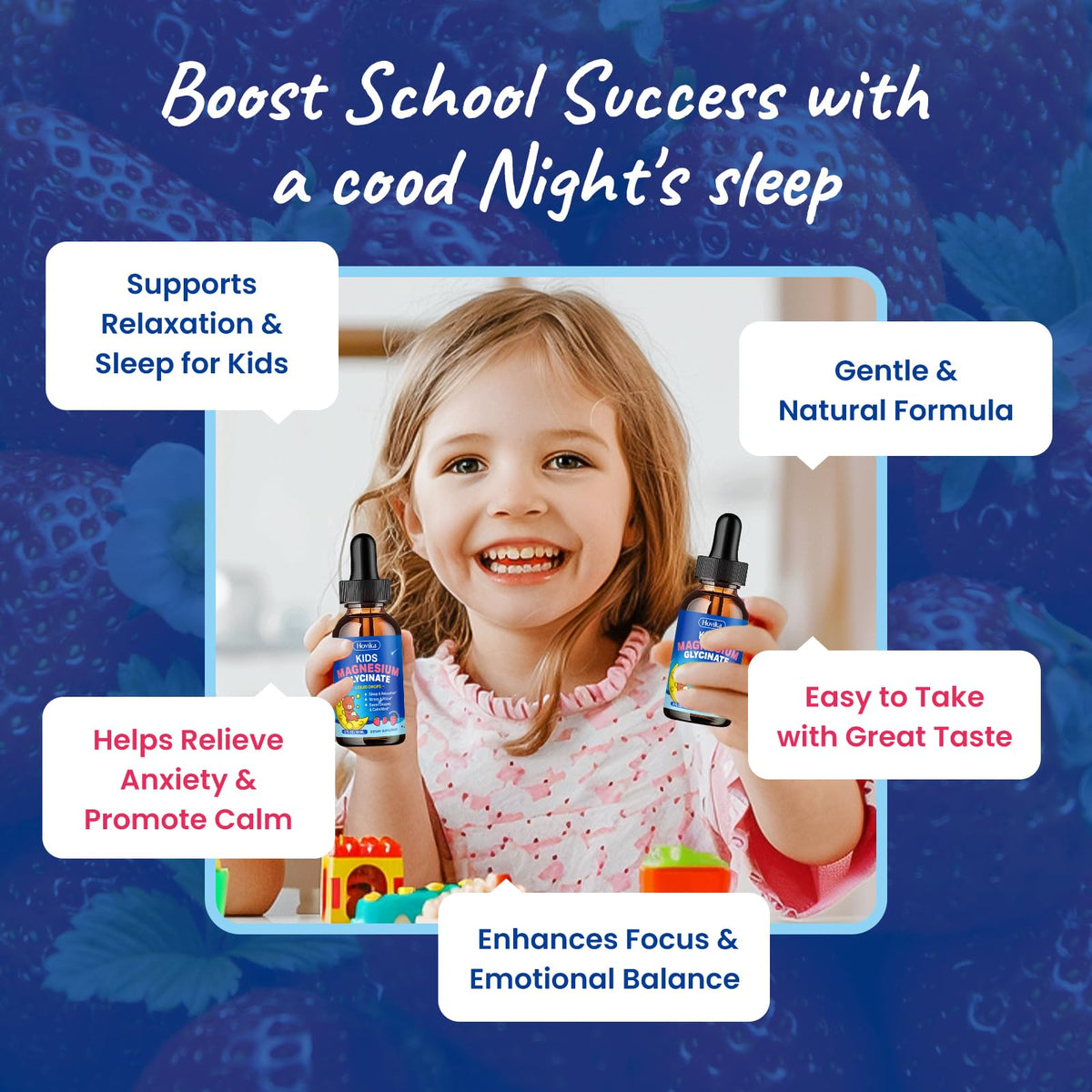 Buy supplements Magnesium Glycinate Liquid for Kids - with L-Theanine Omega-3, Vitamin B6, D3, Zinc - Kids Magnesium Drops for Sleep, Relaxation - Vitaza UK Supplements UK