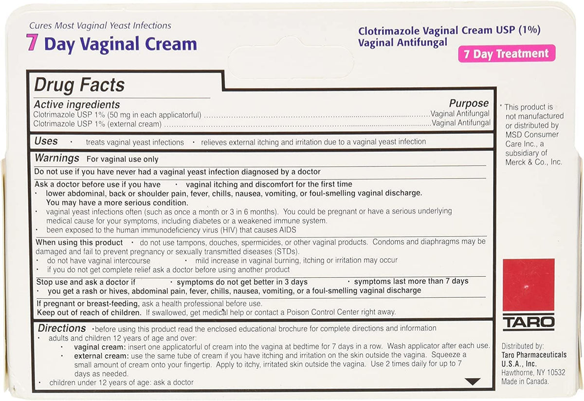 Taro Clotrimazole 7 Vaginal Cream 45 g (Pack of 12) TAROBuy Supplements Australia