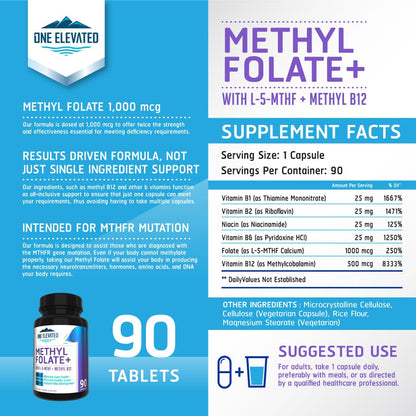Buy supplements Double Strength & Most Bioactive Methyl Folate! Uniquely Formulated with Highest Pharmaceutical Grade Methylcobalamin (B12), Niacin, B1, B2 B6. - Vitaza UK Supplements UK