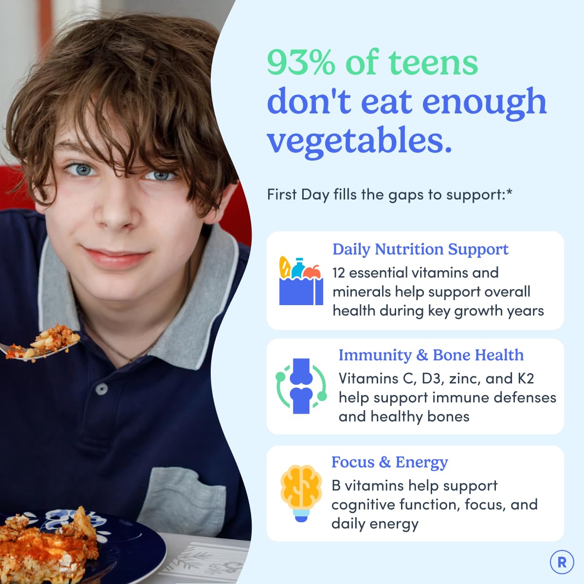 Buy supplements FIRST DAY Vitamins for Teens - Teen Multi Vitamins for Girls & Boys 12-17, Organic Fruit & Veggie Blend - 12 Key Nutrients: Vitamins A - Vitaza UK Supplements UK