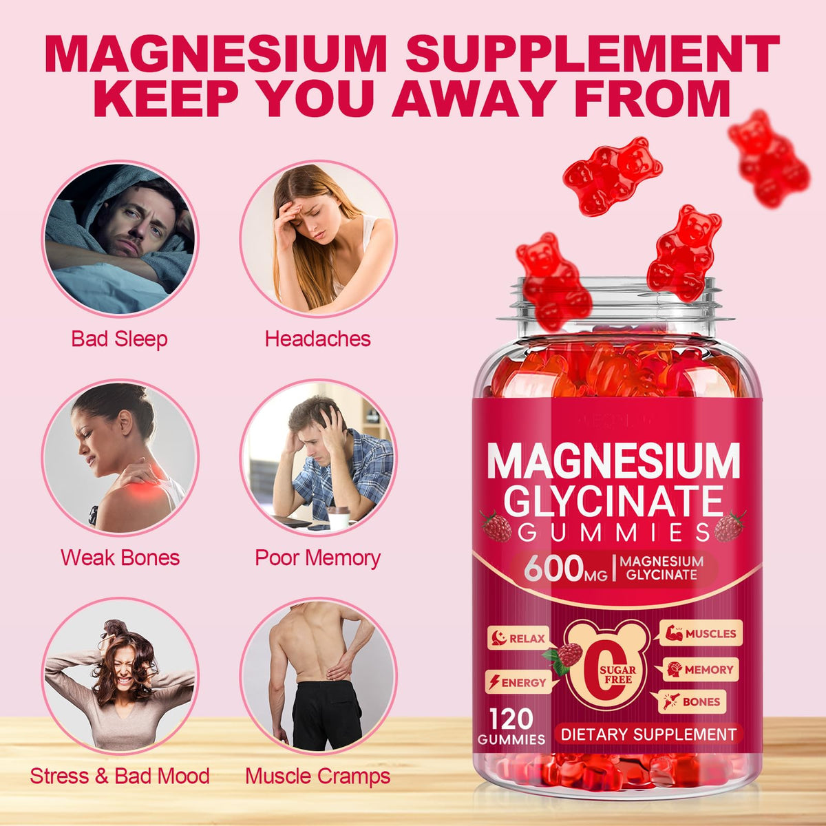 Buy supplements Magnesium Glycinate Gummies 600mg, Sugar Free Magnesium Gummies for Adults, Chewable Potassium Supplements for Body Support - Vitaza UK Supplements UK