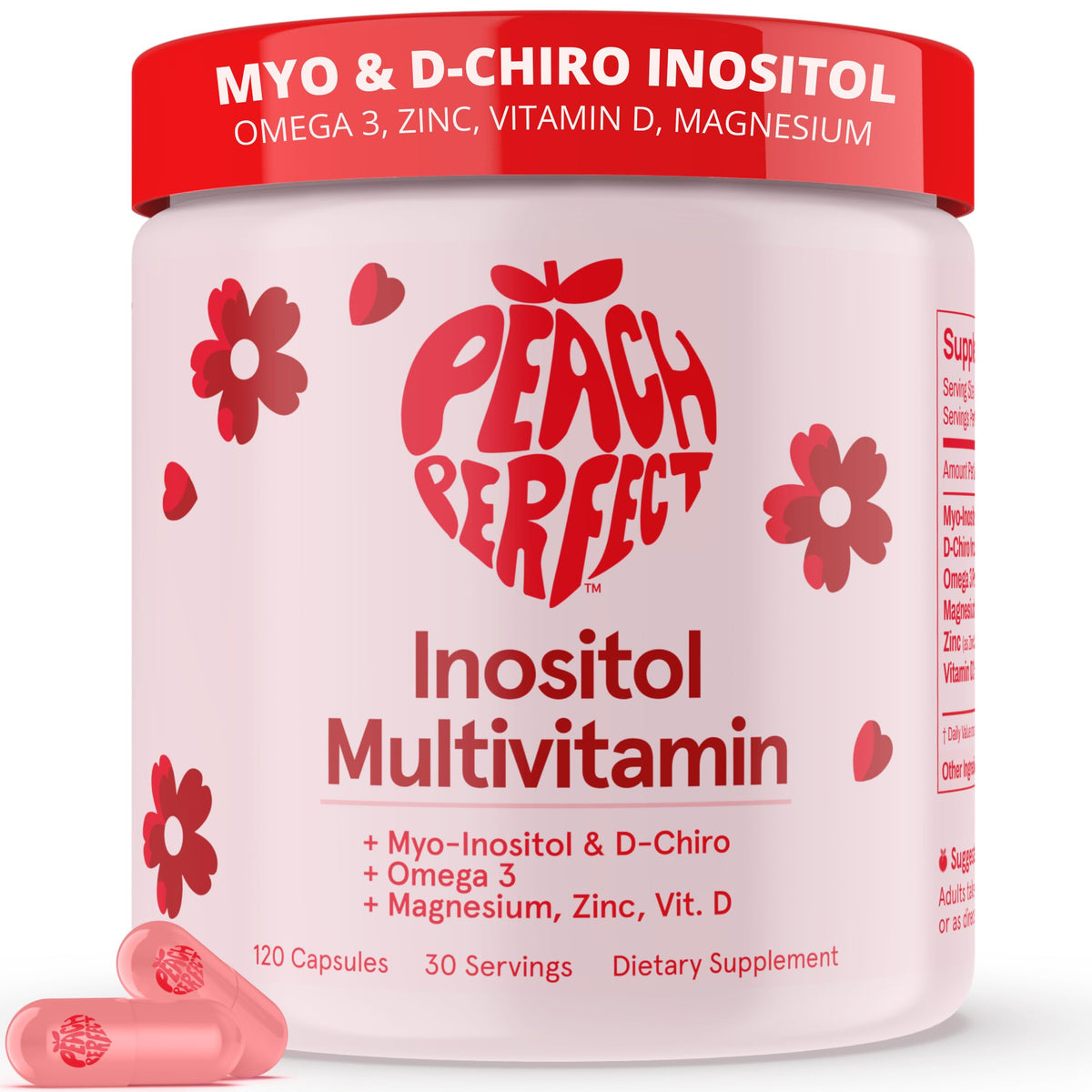 Buy supplements Peach Perfect Inositol Multivitamin – Myo-Inositol & D-Chiro 40:1 Blend, Omega-3, Vitamin D3, Magnesium, Zinc – Supports Women’s Health - Vitaza UK Supplements UK