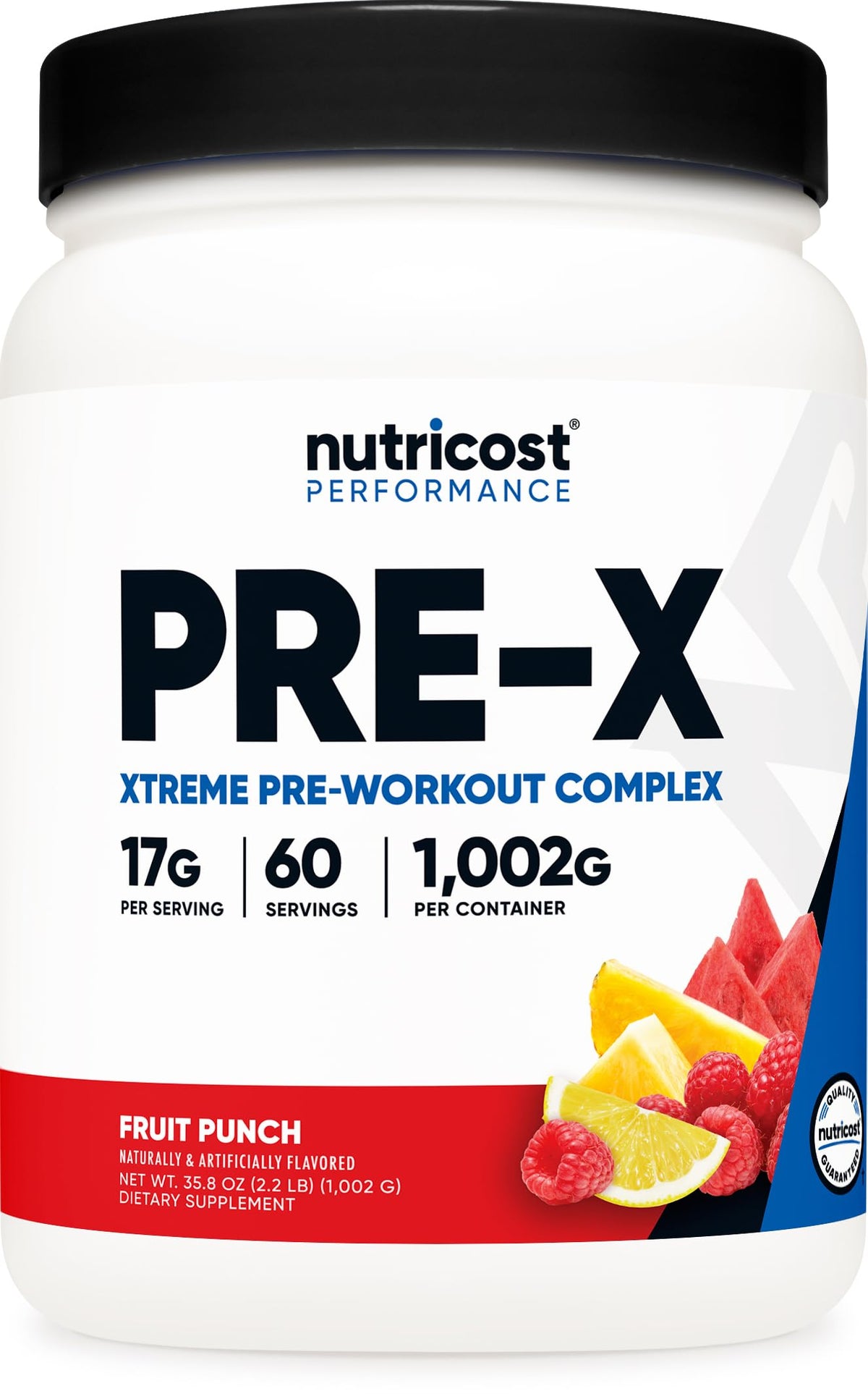 Buy supplements Nutricost Pre-X Xtreme Pre-Workout Complex Powder, Fruit Punch, 60 Servings, Vegetarian, Non-GMO and Gluten Free - Vitaza UK Supplements UK