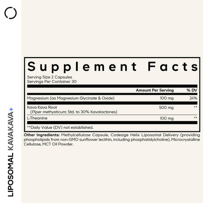 Buy supplements Codeage Liposomal Kava Kava+ Supplement - 500 mg 30% Kavalactones with Magnesium Glycinate - Magnesium Oxide - L-Theanine - Liposomal Delivery - Vitaza UK Supplements UK