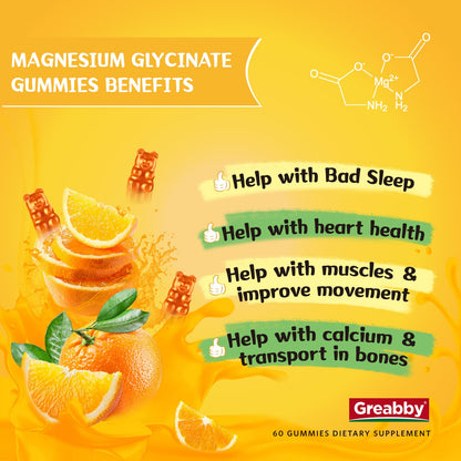 Buy supplements Magnesium Glycinate Gummies for Kids & Adults - Magnesium Glycinate 300mg Chewable Supplement - Promotes Sleep, Muscle, Relaxation (60Count) - Vitaza UK Supplements UK