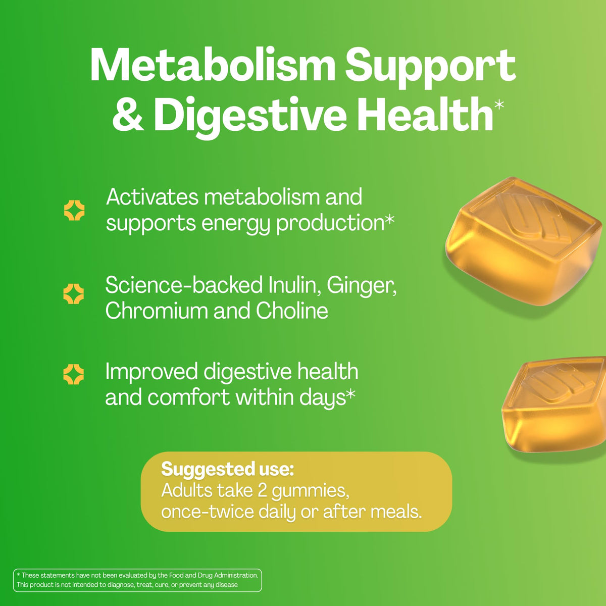 Buy supplements URVI® Metabolism Support Gummies 4-in-1 – Chromium Picolinate, Choline, Inulin & Ginger Extract - Prebiotic Fiber & Minerals – Gut Health & Digestive Support - Vitaza UK Supplements UK