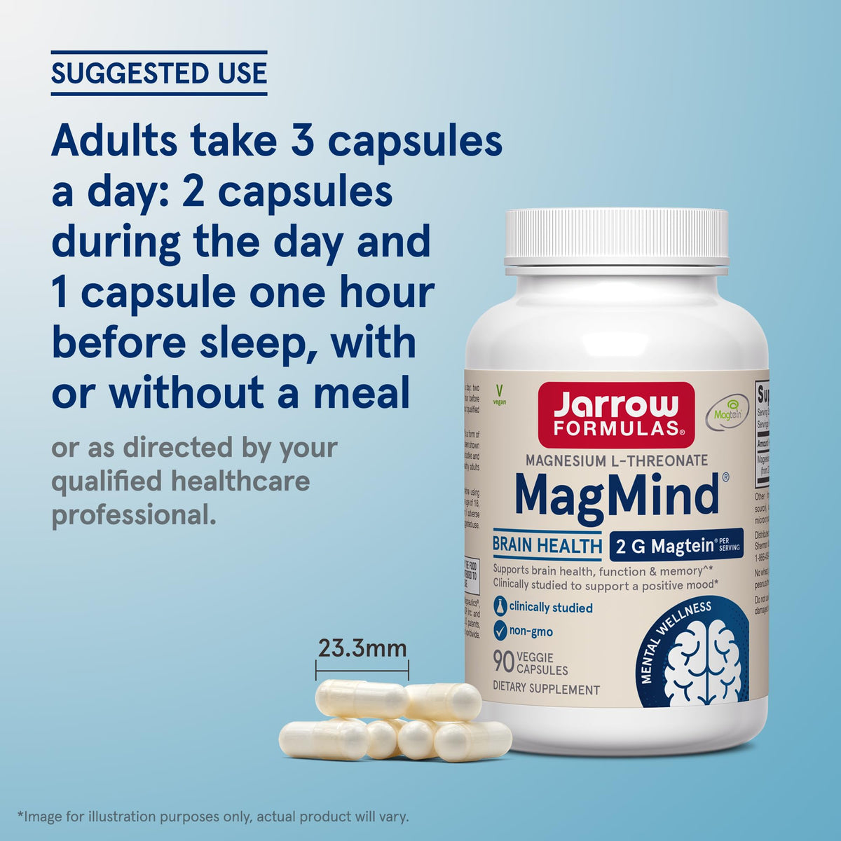 Buy supplements Jarrow Formulas Magnesium L-Threonate, MagMind Magtein Magnesium Supplement, Supplements for Memory Support, 90 Veggie Capsules - Vitaza UK Supplements UK