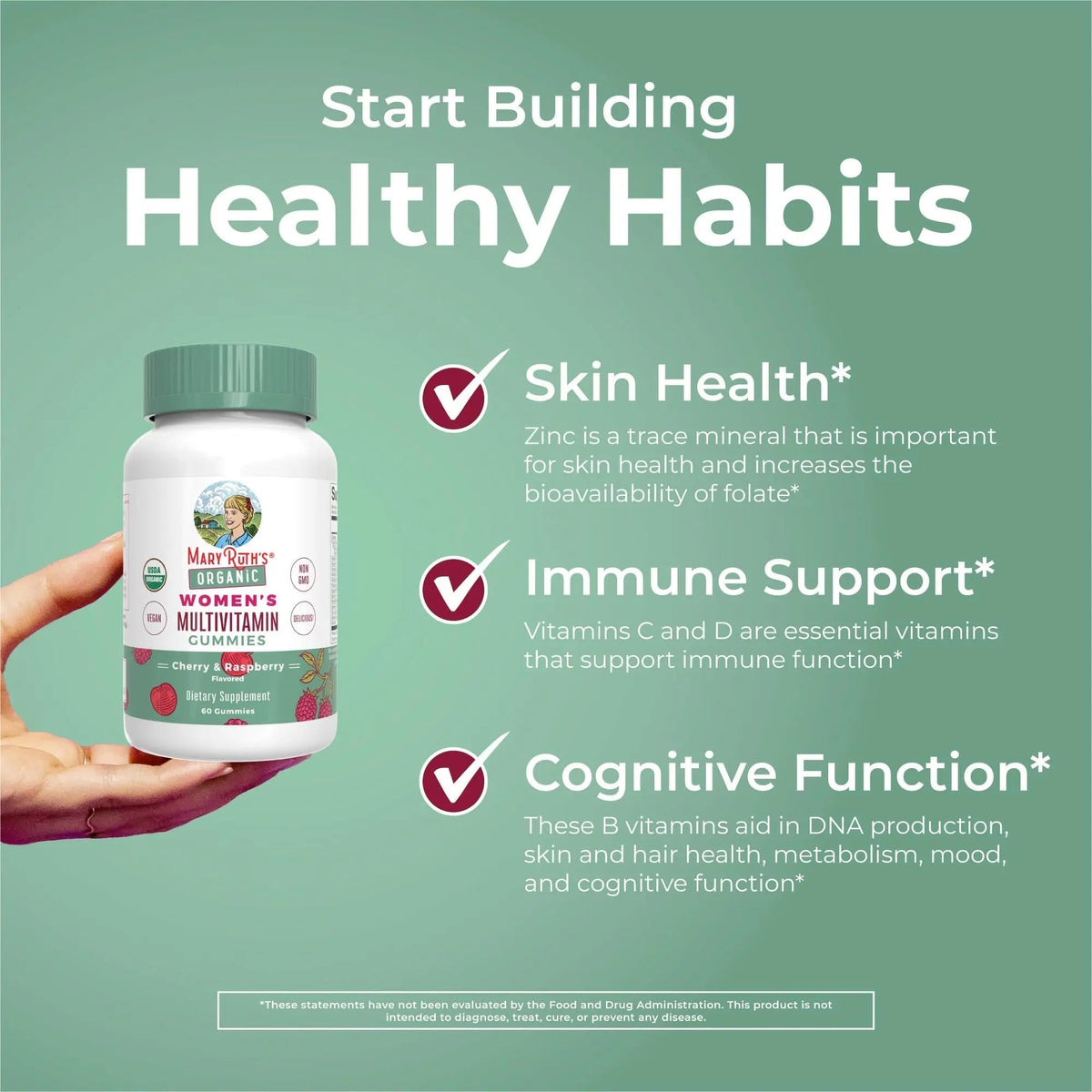 MaryRuth's Multivitamin Gummies for Women (Cherry & Raspberry) & Liquid Nighttime Multimineral Coconut (32oz) | Clean Label Project Verified MARYRUTH'S