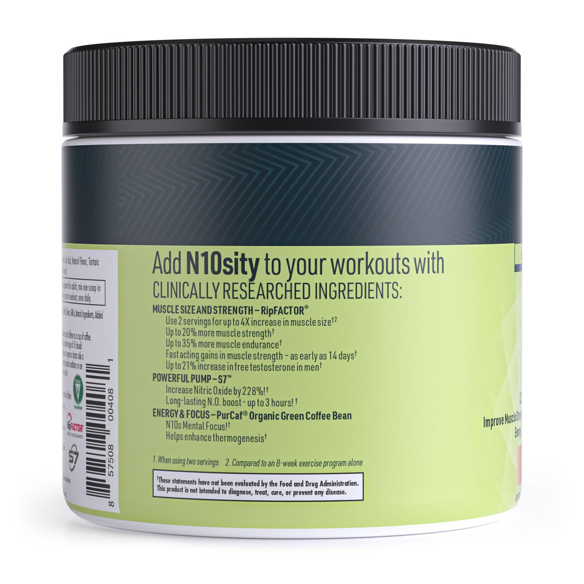 CLEAN MACHINE N10s - Plant Based Vegan Preworkout Powder - 3 Clinically Tested and Patented Ingredients to Increase Muscle Size, Strength, Energy and Mental Focus - 30 Servings - Cherry Bomb