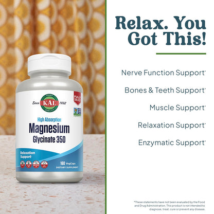 Buy supplements KAL Magnesium Glycinate Capsules, Fully Chelated Magnesium Bisglycinate, High Absorption Magnesium Supplement, Healthy Bones, Muscle, Vitaza UK Supplements UK