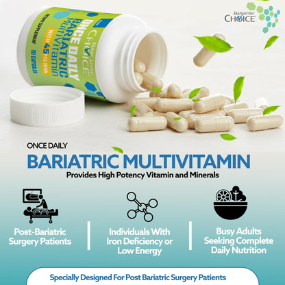 Buy supplements Bariatric Choice Once-Daily Bariatric Multivitamin with 45 mg of Iron | Easy to Swallow Capsule | Vitamin for Bariatric Surgery Patients - Vitaza UK Supplements UK
