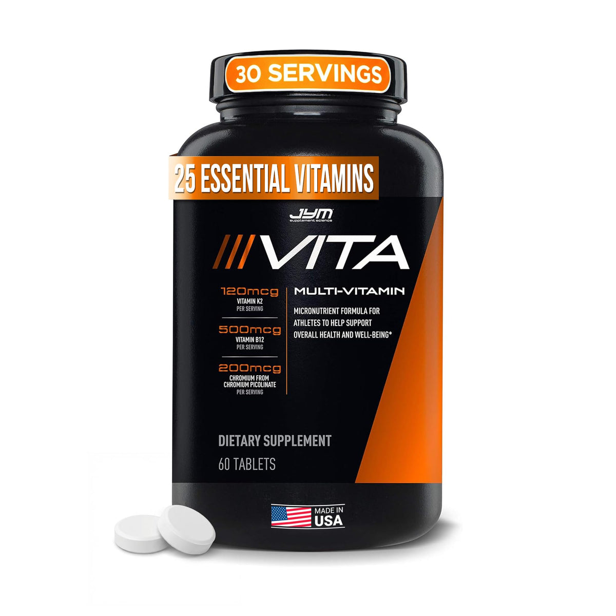 Buy supplements JYM Supplement Science Vita JYM Sports Multivitamin & Mineral Support, Vitamin A, C, B6, B12, E, K, Boron, Biotin, Potassium 60 Tablets - Vitaza UK Supplements UK
