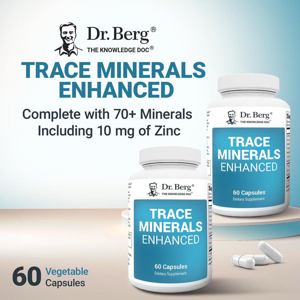 Buy supplements Dr. Berg Trace Minerals Enhanced Complex - Complete with 70+ Minerals Including 10 mg of Zinc - Dietary Supplement - 60 Capsules - Vitaza UK Supplements UK