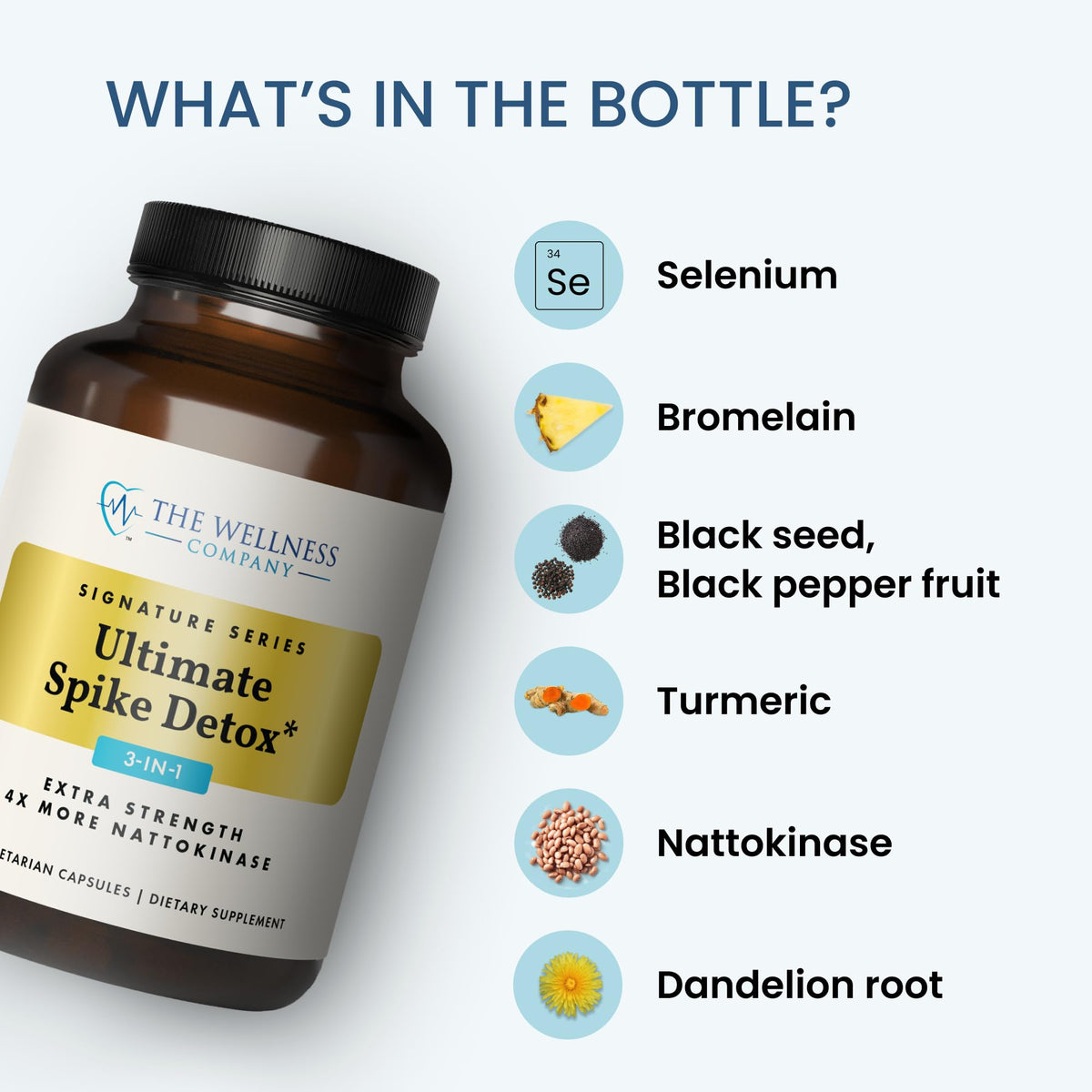 Buy supplements The Wellness Company Ultimate Spike Detox – Dr. McCullough Designed - 3-in-1 Nattokinase, Turmeric, & Bromelain Extra Strength - Vitaza UK Supplements UK