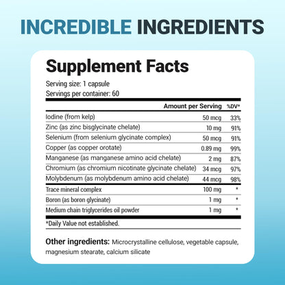 Buy supplements Dr. Berg Trace Minerals Enhanced Complex - Complete with 70+ Minerals Including 10 mg of Zinc - Dietary Supplement - 60 Capsules - Vitaza UK Supplements UK
