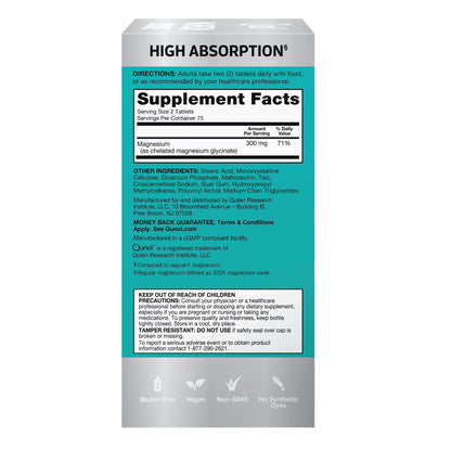 Buy supplements Qunol Magnesium Glycinate 300mg, 100% Glycinate Chelated Magnesium Supplement, 150ct Tablets - Vitaza UK Supplements UK