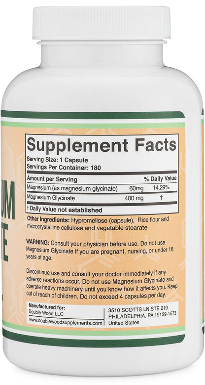 Buy supplements Magnesium Glycinate 400mg | 180 Capsules | Sleep, Muscle, & Heart Support | Vegan, Third Party Tested, Gluten Free - Vitaza UK Supplements UK