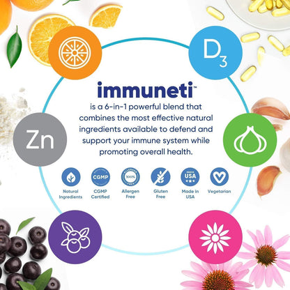 Buy supplements Immuneti Advanced Immune Support – Doctor Formulated 6-in-1 Daily Immunity Supplement – Made in USA – With Vitamin C, D3, Zinc, Elderberry - Vitaza UK Supplements UK