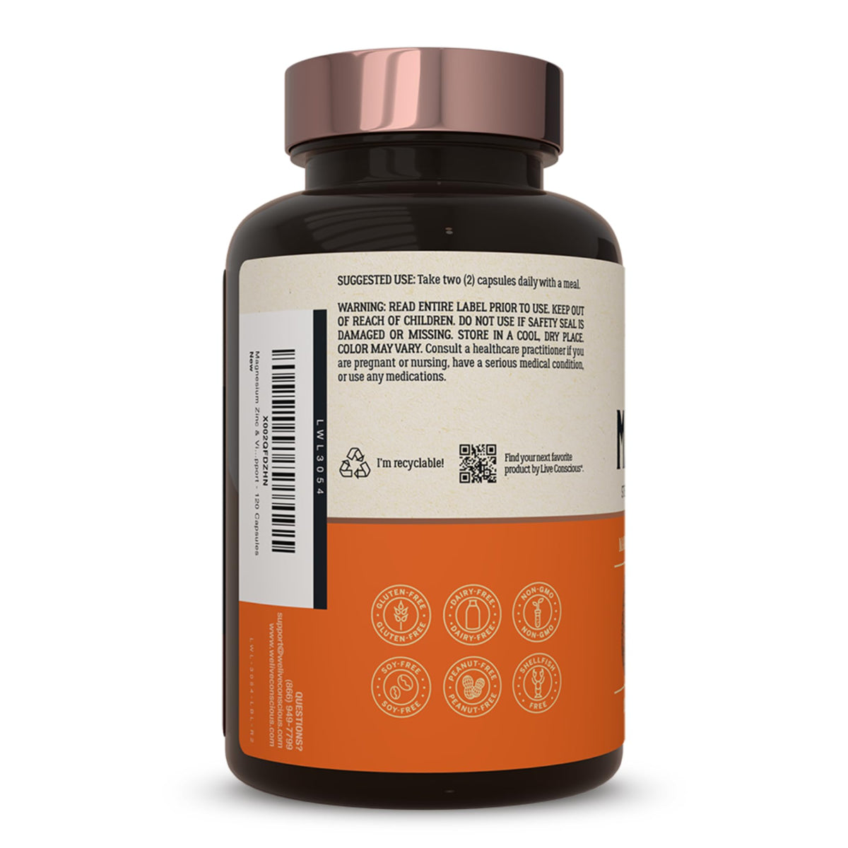 Buy supplements Live Conscious Magwell Magnesium Zinc & Vitamin D3 - Magnesium Glycinate, Malate, & Citrate - Triple Supplement for Women & Men - Vitaza UK Supplements UK