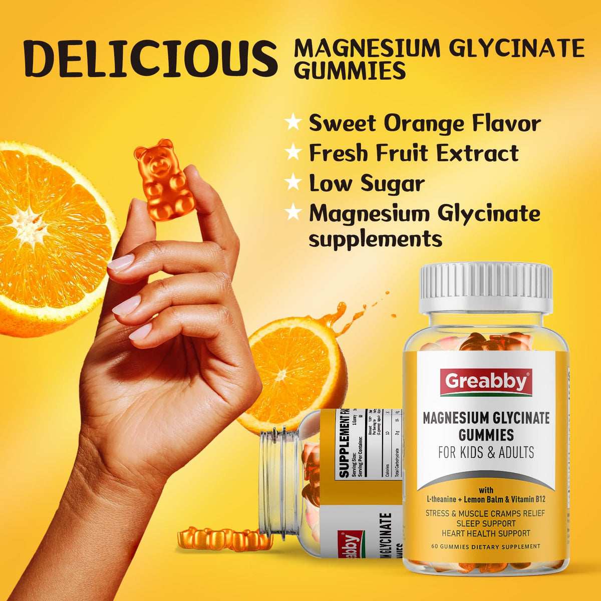 Buy supplements Magnesium Glycinate Gummies for Kids & Adults - Magnesium Glycinate 300mg Chewable Supplement - Promotes Sleep, Muscle, Relaxation (60Count) - Vitaza UK Supplements UK