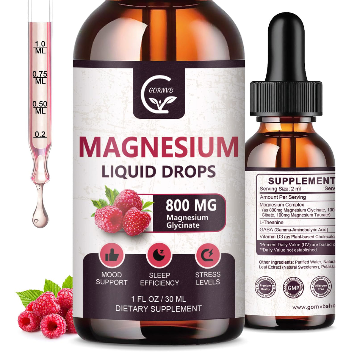 Buy supplements (2 Pack) Magnesium Glycinate Liquid Drops | 1000mg Liquid Magnesium Complex with D3, L-Thea & GABA for Energy, Sleep, Nerve and Heart Health - Vitaza UK Supplements UK