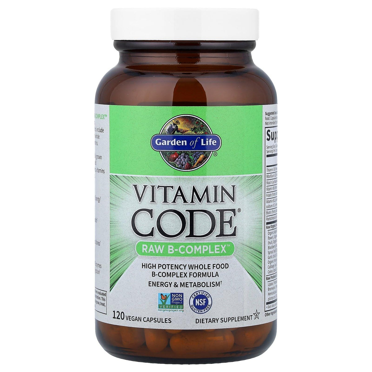 Buy supplements Garden of Life Vitamin B Complex, 120 Vegan Capsules, High Potency Vitamins for Energy & Metabolism with B6, Folate & B12 - Vitaza UK Supplements UK