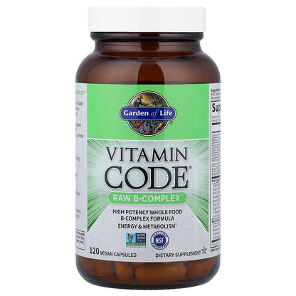 Buy supplements Garden of Life Vitamin B Complex, 120 Vegan Capsules, High Potency Vitamins for Energy & Metabolism with B6, Folate & B12 - Vitaza UK Supplements UK