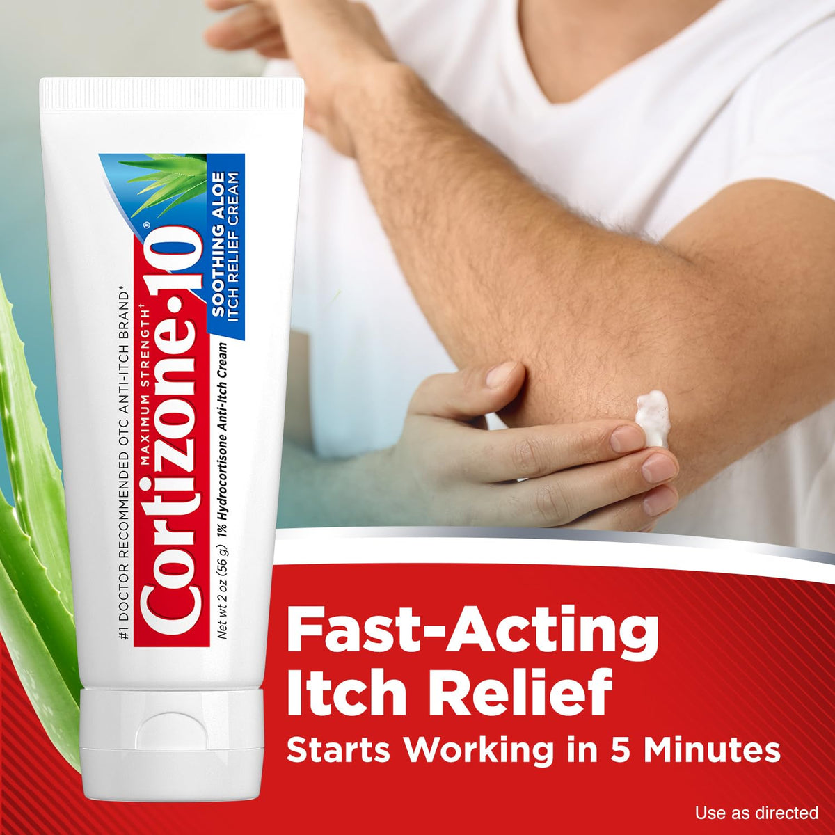 Cortizone-10 Maximum Strength Soothing Aloe Itch Relief Cream, 1% Hydrocortisone, Fast-Acting, Anti-Itch Cream for Bug Bites, Rash, Eczema, Psoriasis, Poison Ivy, Oak, Sumac & More, 2 oz Cortizone 10Buy Supplements Australia