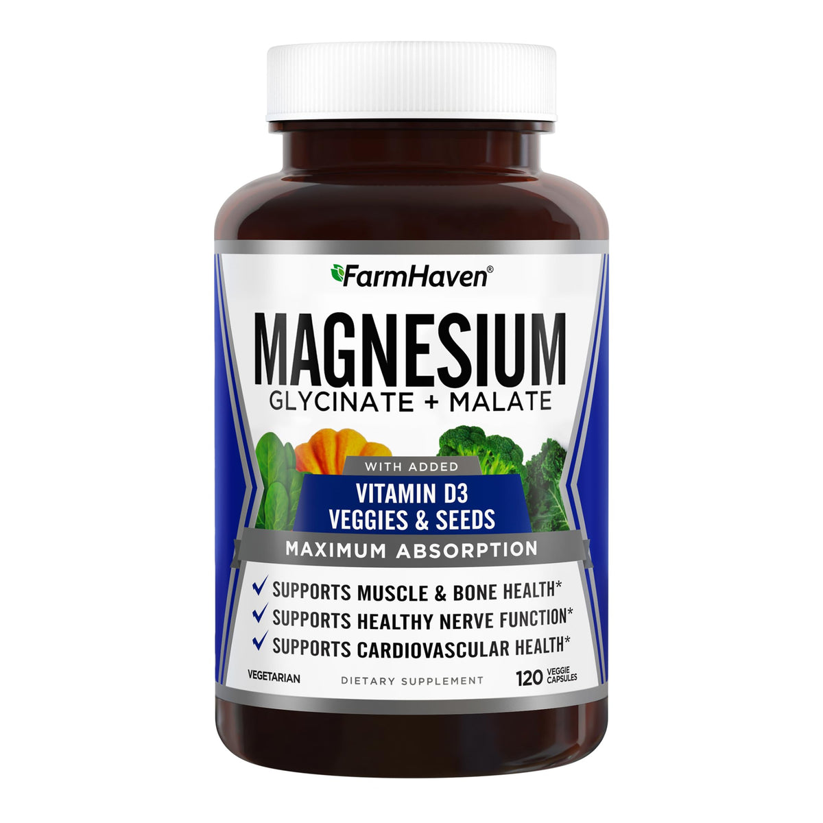 Buy supplements FarmHaven Magnesium Complex –Magnesium Glycinate & Malate w/Vitamin D3, 100% Chelated for Max Absorption, Vegetarian – Bone Health - Vitaza UK Supplements UK