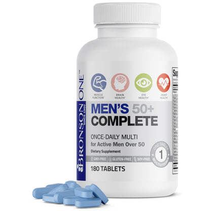Buy supplements Bronson ONE Daily Mens 50+ Complete Multivitamin Multimineral, 180 Tablets - Vitaza UK Supplements UK