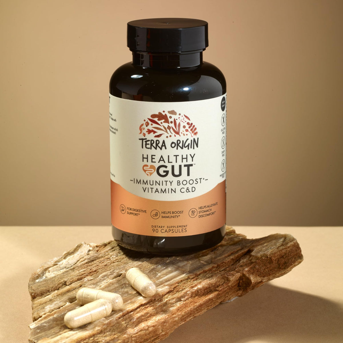 Buy supplements TERRA ORIGIN Healthy Gut Capsules with Immunity Boost | 90 Capsules | Non GMO, Gluten Free, Dairy Free | Digestive Support for Men and Women - Vitaza UK Supplements UK