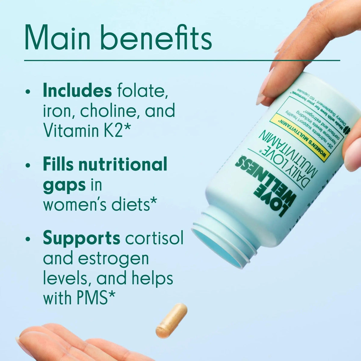 Love Wellness Daily Love Multivitamin for Women | Supports Energy, Cortisol, Immune Health, Stress Relief, & PMS | Complete with Vitamin D, C Love WellnessBuy Supplements Australia