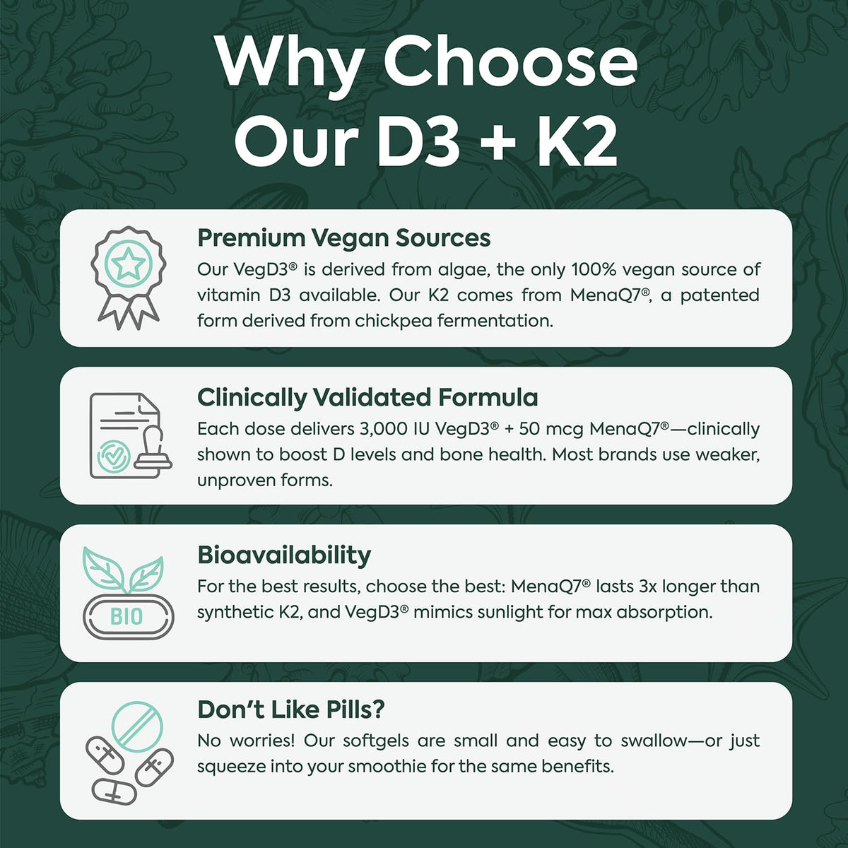 Buy supplements Organics Ocean Better D3 + K2-100% Organic VIT D3 and K2 Supplements with Maximum Bioavailability - Supports Bone Density, Calcium Balance - Vitaza UK Supplements UK