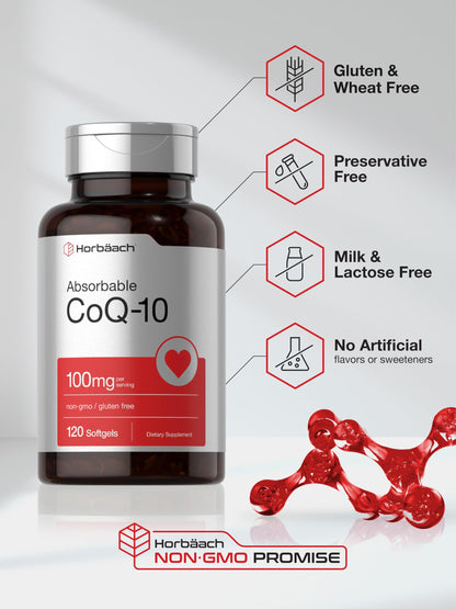 Buy supplements Horbäach CoQ10 100mg Softgels | 120 Count | Non-GMO and Gluten Free Supplement - Vitaza UK Supplements UK