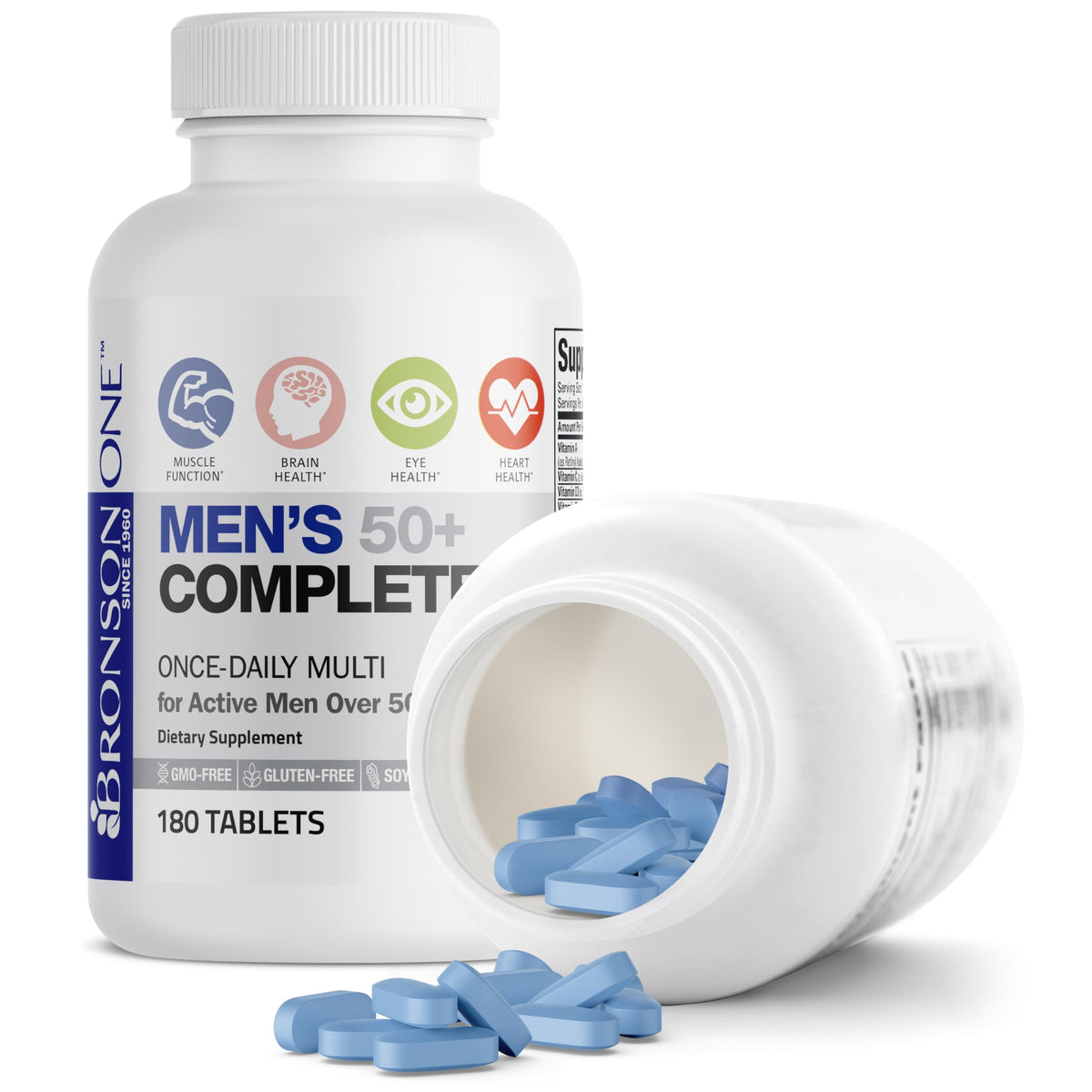 Buy supplements Bronson ONE Daily Mens 50+ Complete Multivitamin Multimineral, 180 Tablets - Vitaza UK Supplements UK