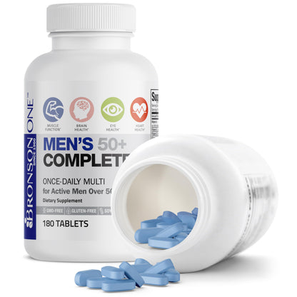 Buy supplements Bronson ONE Daily Mens 50+ Complete Multivitamin Multimineral, 180 Tablets - Vitaza UK Supplements UK