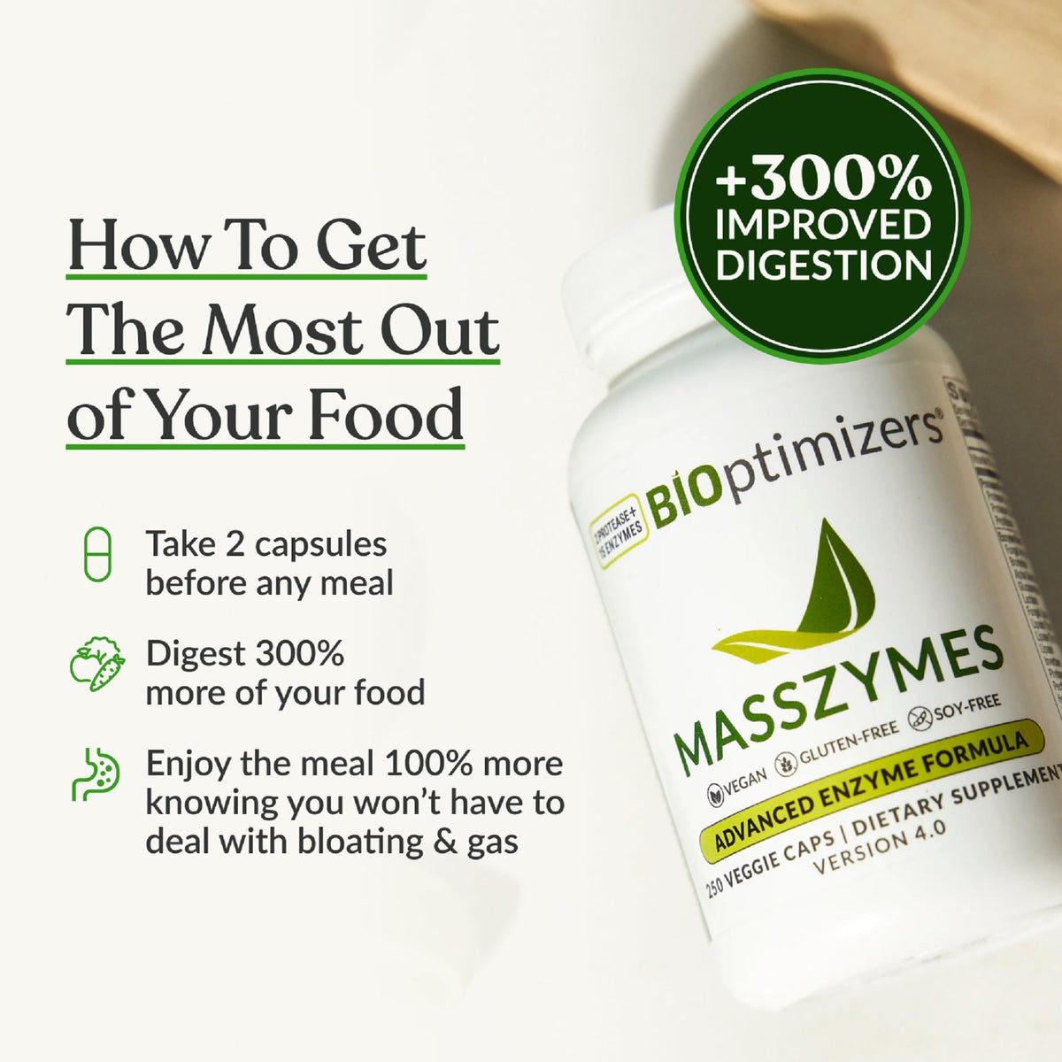 Buy supplements BIOptimizers MassZymes - Complete Digestive Enzymes Supplement for Gut Health - Bloating Relief for Men and Women - Lipase Amylase Bromelain Digestive Enzymes (30 Capsules) - Vitaza UK Supplements UK