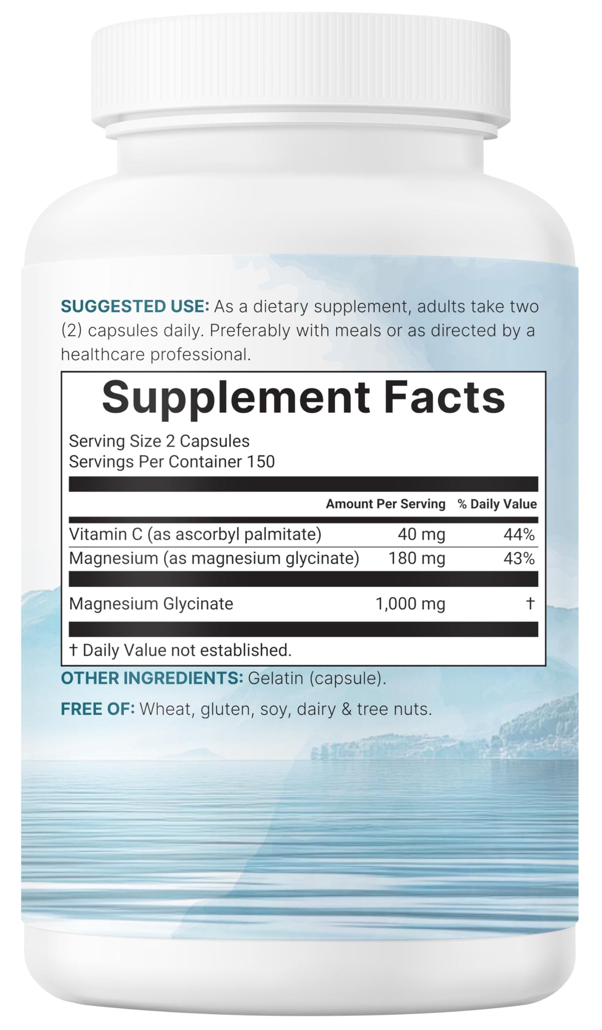 Buy supplements Pure Magnesium Glycinate 1,000mg, 300 Capsules | 100% Chelated for Max Absorption | Enhanced with Vitamin C | Only Uses Active Ingredients - Vitaza UK Supplements UK