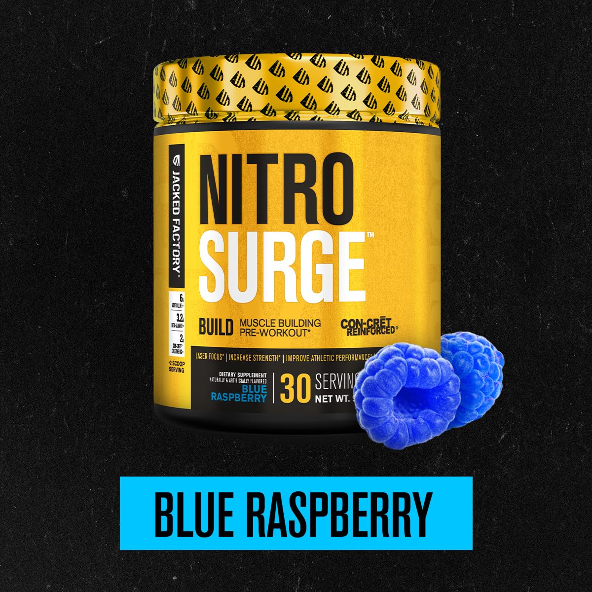 Buy supplements Jacked Factory Nitrosurge Build Pre Workout with Creatine for Muscle Building - Con Cret Creatine Powder & elevATP for Intense Energy, Powerful Pump, Vitaza UK Supplements UK
