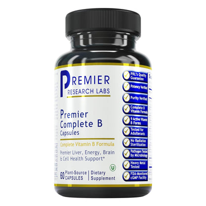 Buy supplements Premier Research Labs Complete B - Vitamin B Complex Supplement for Optimal Health | Vitamin B Supplement with Biotin | 9 Active B Vitamins | for Liver - Vitaza UK Supplements UK