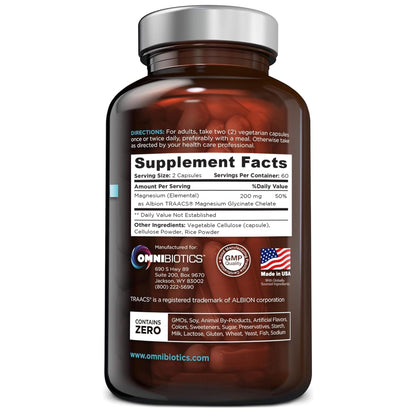Buy supplements OmniBiotics Magnesium Glycinate Supplement – with 100% Pure Albion TRAACS Bisglycinate Chelate for Sleep, Muscle - Vitaza UK Supplements UK